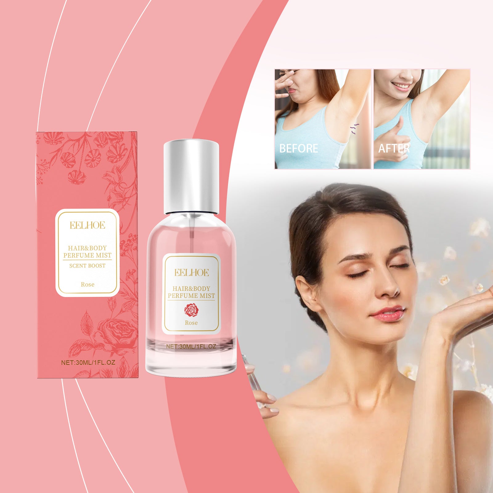 EELHOE Rose Body Hair Eau De Perfume Spray Fresh And Elegant With Fragrance And Charm Perfume Spray EELHOE Rose Body Hair Eau De Perfume Spray Fresh And Elegant With Fragrance And Charm Perfume Spray
